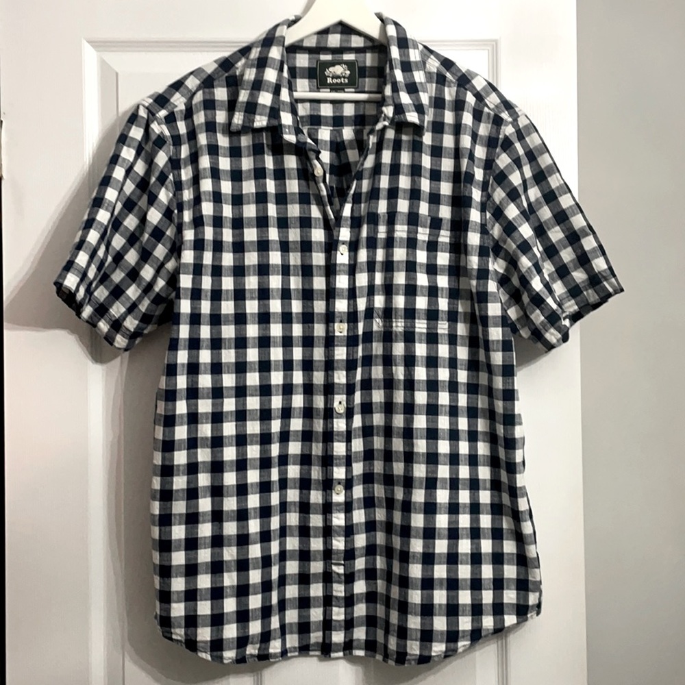 ROOTS MENS XXL SHORT SLEEVE BUTTON DOWN SHIRT